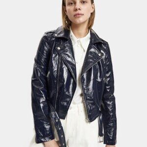 NWT Stelen Chelsy Patent Moto Jacket in Navy